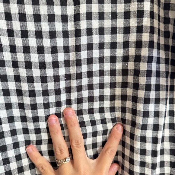 Black White Gingham Plaid Check Midi Button Down Tiered Dress XL - Picture 3 of 9